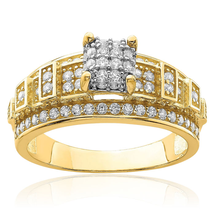 10K Solid Yellow Gold Cubic Zirconia CZ Engagement Ring