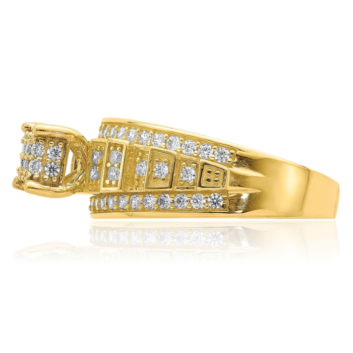 10K Solid Yellow Gold Cubic Zirconia CZ Engagement Ring