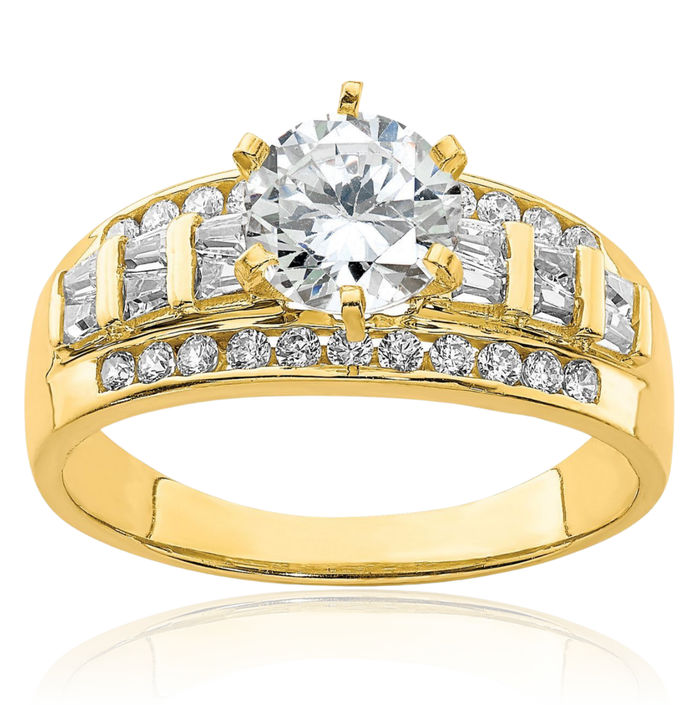 10K Solid Yellow Gold Cubic Zirconia CZ Engagement Ring