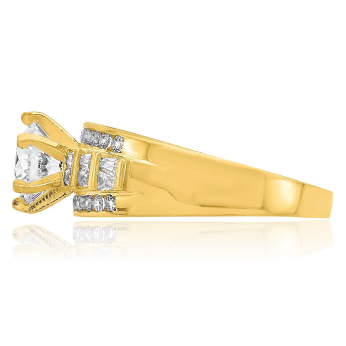 10K Solid Yellow Gold Cubic Zirconia CZ Engagement Ring