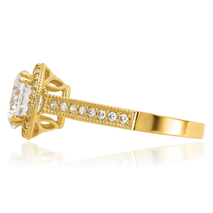 10K Solid Yellow Gold Cubic Zirconia CZ Engagement Ring