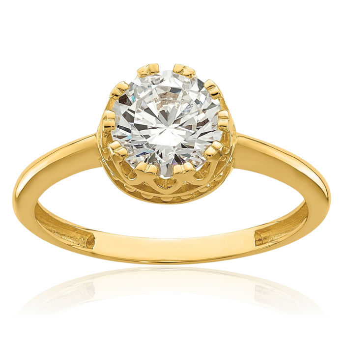 10K Solid Yellow Gold Cubic Zirconia CZ Engagement Ring