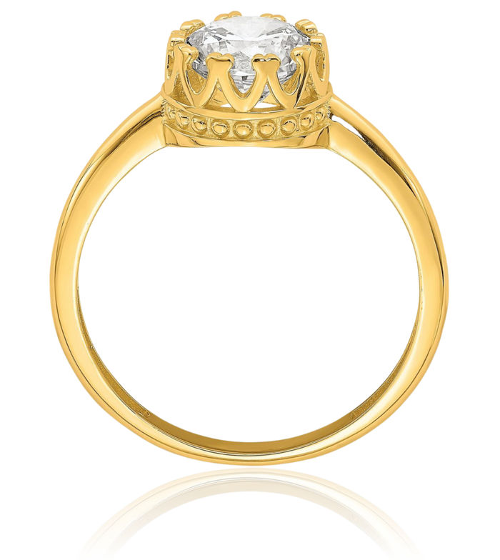 10K Solid Yellow Gold Cubic Zirconia CZ Engagement Ring