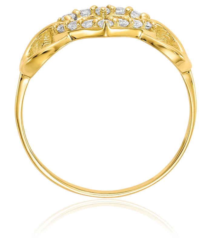 10K Solid Yellow Gold Cubic Zirconia CZ Heart Ring Love Band