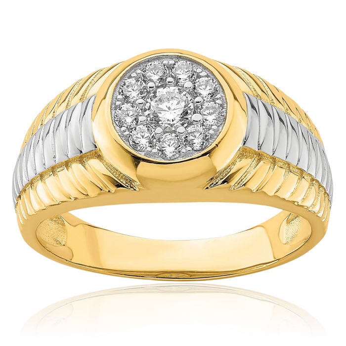 10K Solid Yellow Gold Cubic Zirconia CZ Mens Ring