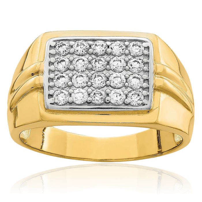 10K Solid Yellow Gold Cubic Zirconia CZ Mens Ring