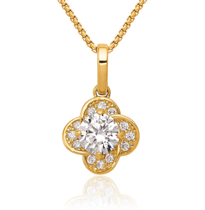 10K Solid Yellow Gold Cubic Zirconia CZ Necklace Chain Pendant Charm