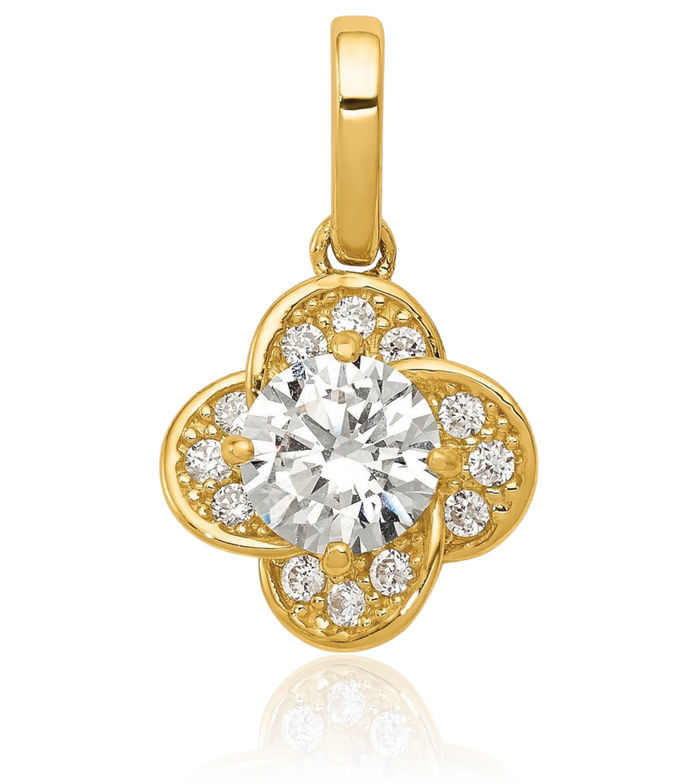 10K Solid Yellow Gold Cubic Zirconia CZ Necklace Chain Pendant Charm