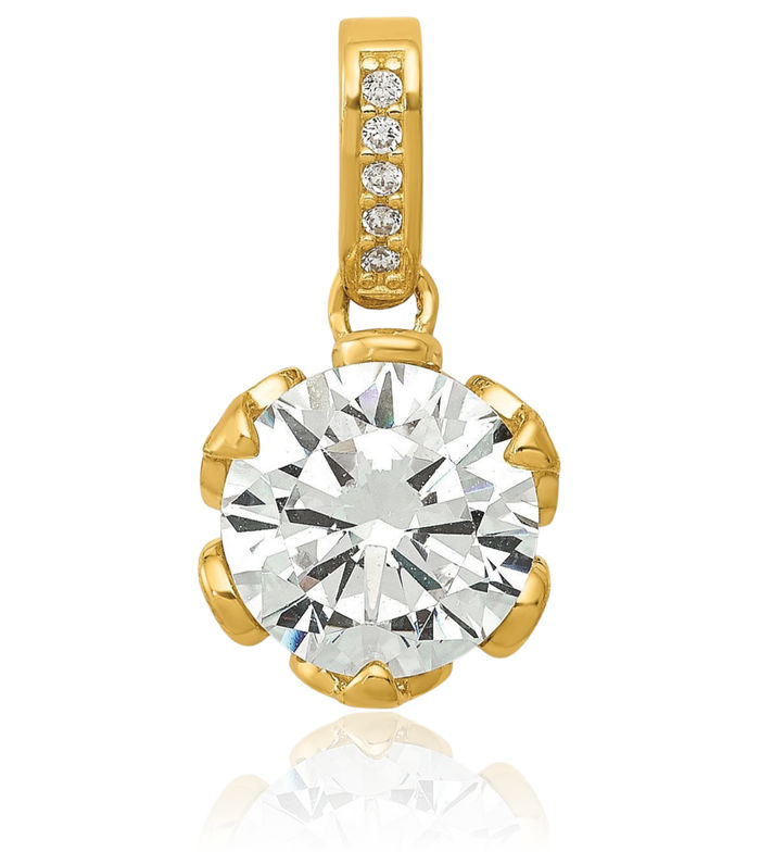 10K Solid Yellow Gold Cubic Zirconia CZ Necklace Chain Pendant Charm