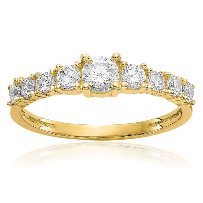 10K Solid Yellow Gold Cubic Zirconia CZ Promise Ring