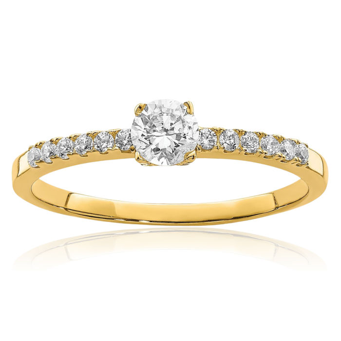 10K Solid Yellow Gold Cubic Zirconia CZ Promise Ring