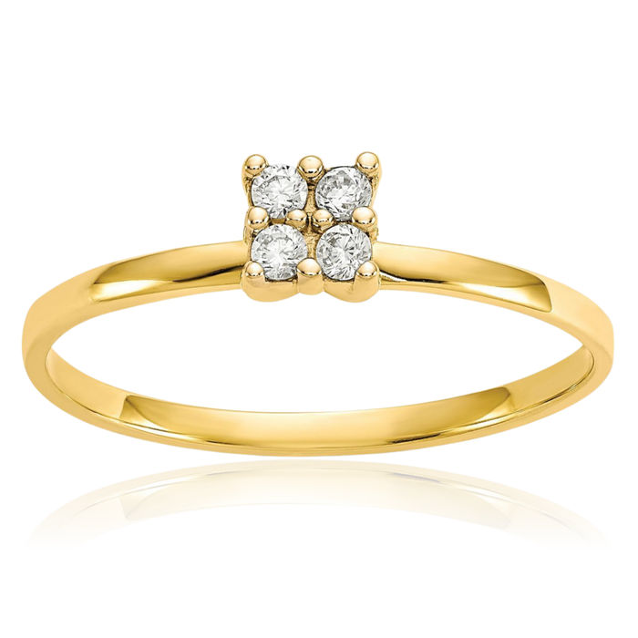 10K Solid Yellow Gold Cubic Zirconia CZ Promise Ring Engagement Wedding Band Bridal Jewelry