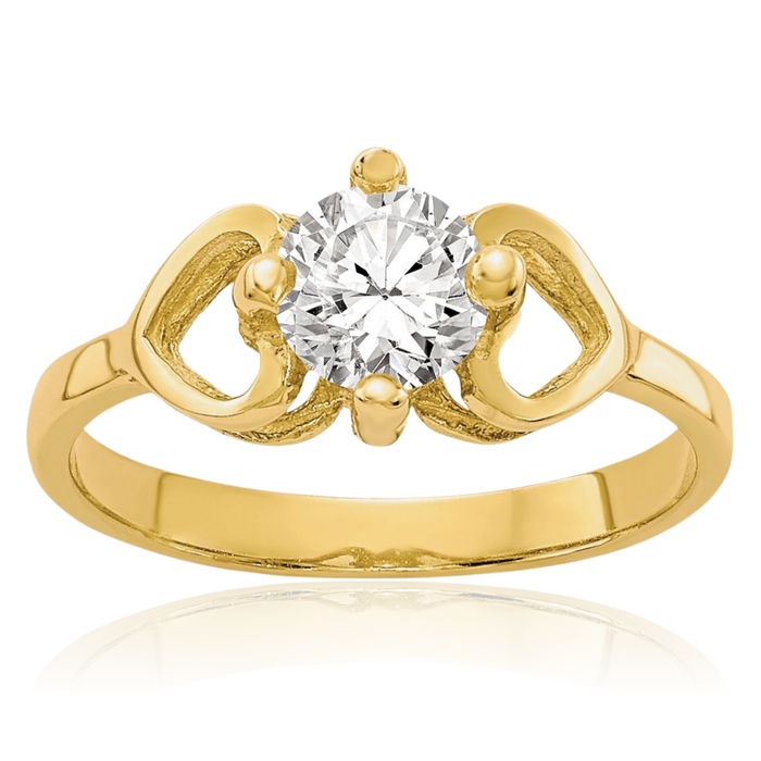 10K Solid Yellow Gold Cubic Zirconia CZ Ring