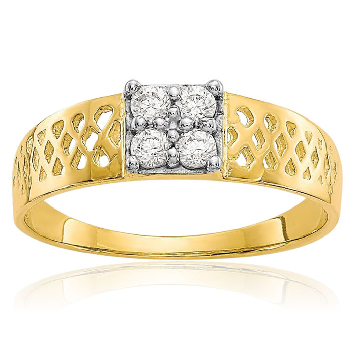 10K Solid Yellow Gold Cubic Zirconia CZ Ring