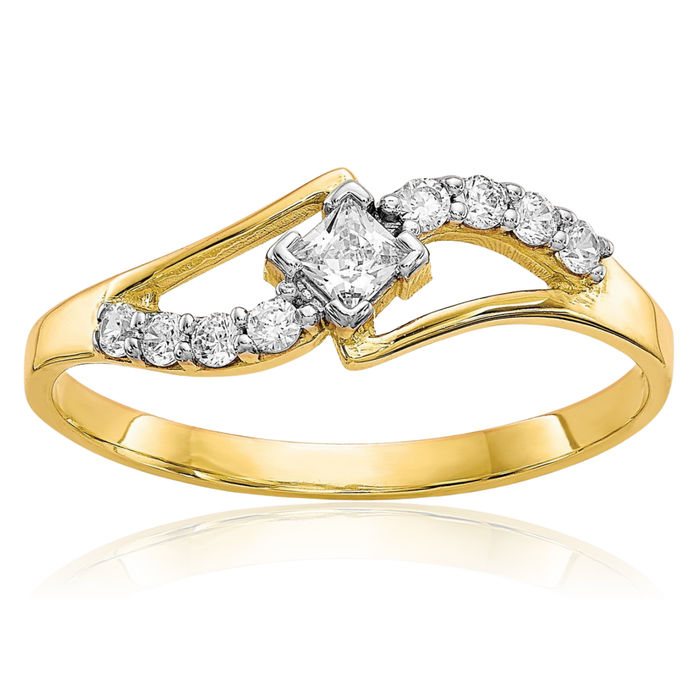 10K Solid Yellow Gold Cubic Zirconia CZ Ring