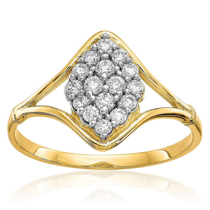 10K Solid Yellow Gold Cubic Zirconia CZ Ring