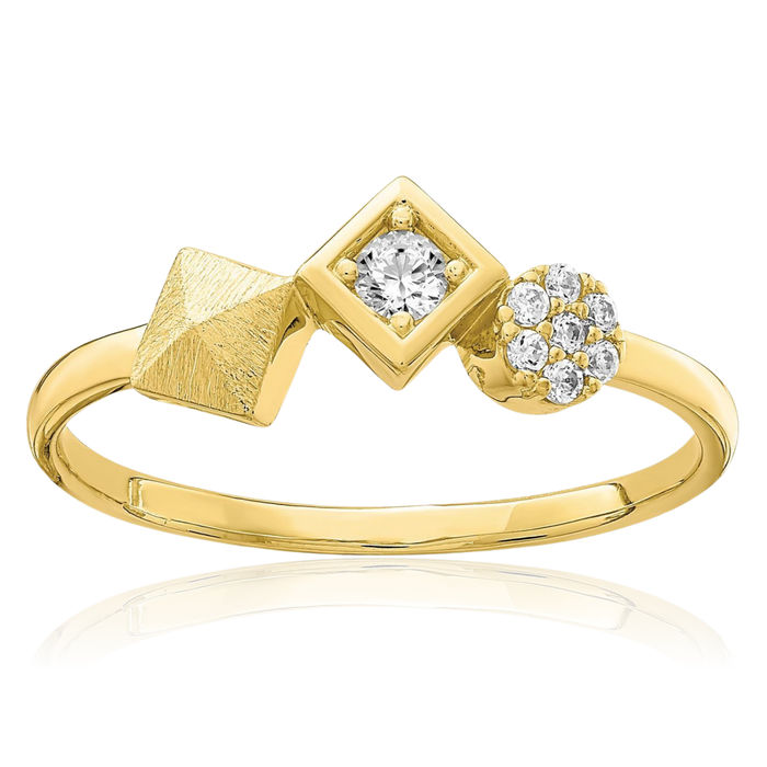 10K Solid Yellow Gold Cubic Zirconia CZ Ring