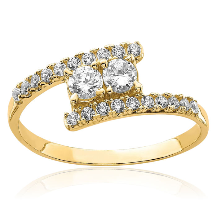 10K Solid Yellow Gold Cubic Zirconia CZ Ring