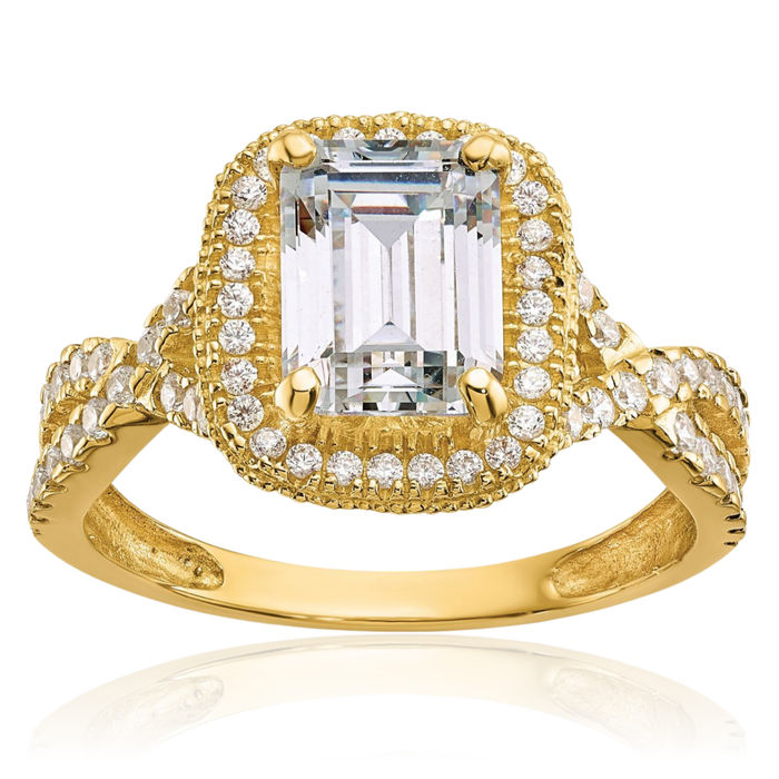 10K Solid Yellow Gold Cubic Zirconia CZ Ring