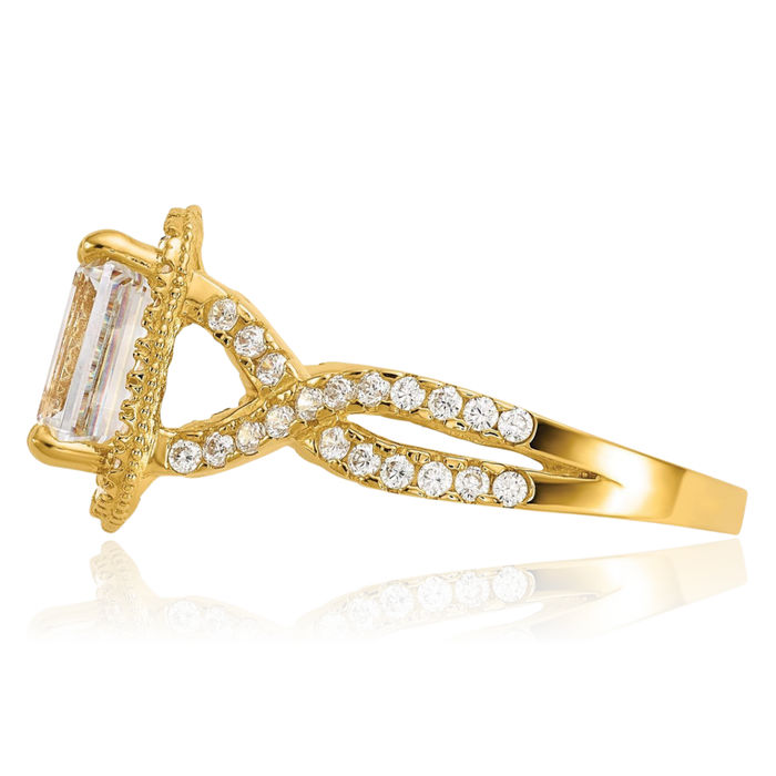 10K Solid Yellow Gold Cubic Zirconia CZ Ring