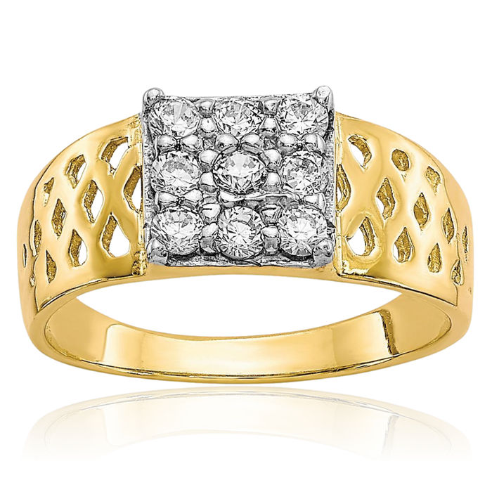 10K Solid Yellow Gold Cubic Zirconia CZ Ring