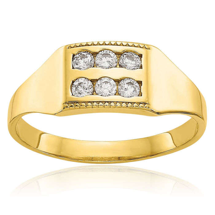 10K Solid Yellow Gold Cubic Zirconia CZ Ring