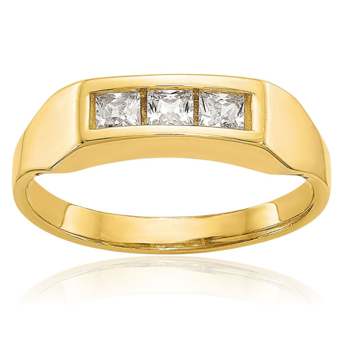 10K Solid Yellow Gold Cubic Zirconia CZ Ring