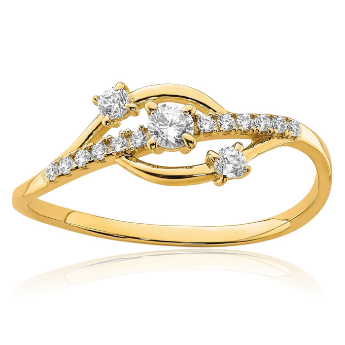 10K Solid Yellow Gold Cubic Zirconia CZ Ring