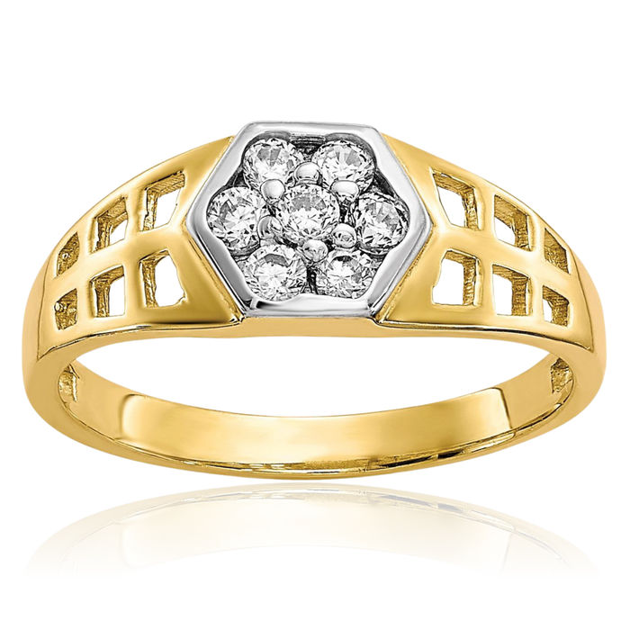 10K Solid Yellow Gold Cubic Zirconia CZ Ring