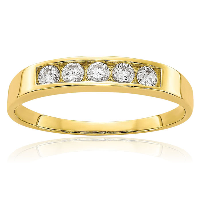 10K Solid Yellow Gold Cubic Zirconia CZ Ring