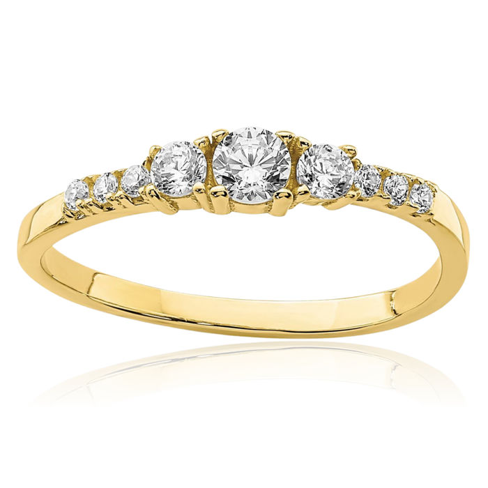 10K Solid Yellow Gold Cubic Zirconia CZ Ring