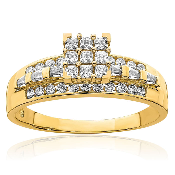 10K Solid Yellow Gold Cubic Zirconia CZ Solitaire Engagement Ring