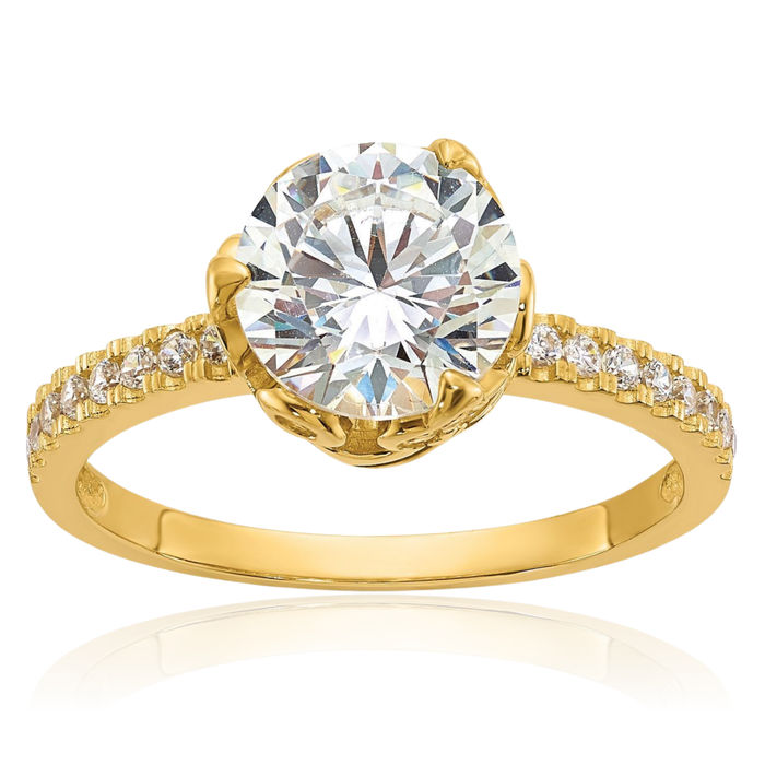 10K Solid Yellow Gold Cubic Zirconia CZ Solitaire Engagement Ring