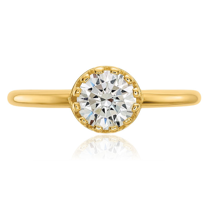 10K Solid Yellow Gold Cubic Zirconia CZ Solitaire Engagement Ring