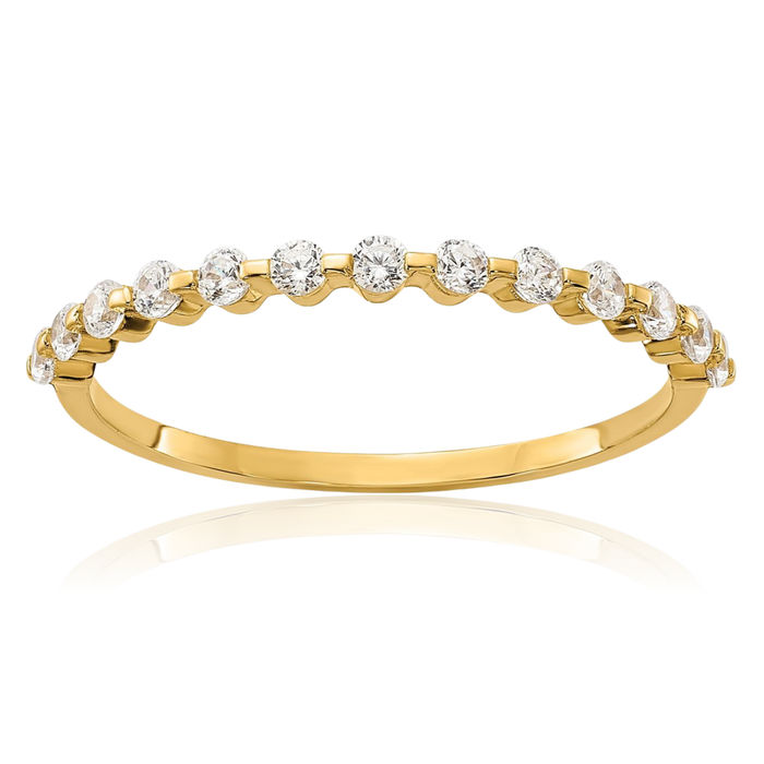 10K Solid Yellow Gold Cubic Zirconia CZ Wedding Band Ring