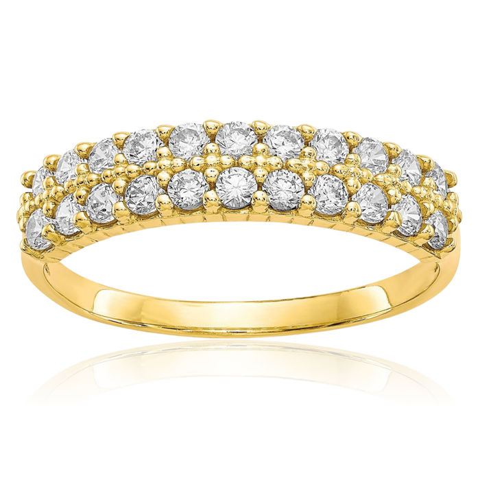 10K Solid Yellow Gold Cubic Zirconia CZ Wedding Band Ring