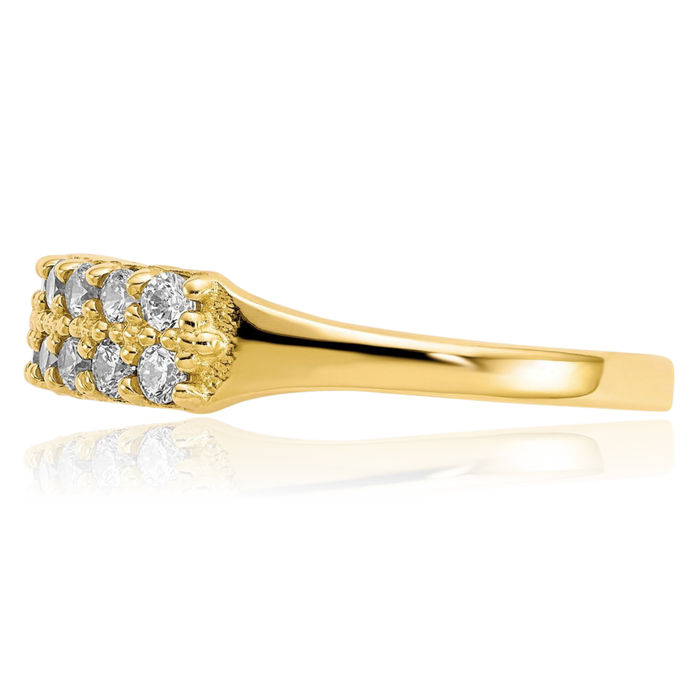 10K Solid Yellow Gold Cubic Zirconia CZ Wedding Band Ring