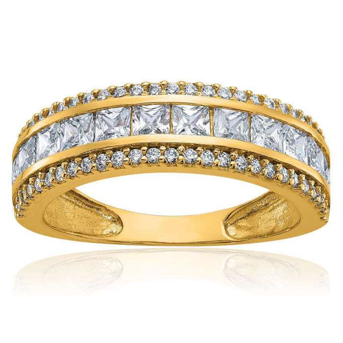 10K Solid Yellow Gold Cubic Zirconia CZ Wedding Band Ring