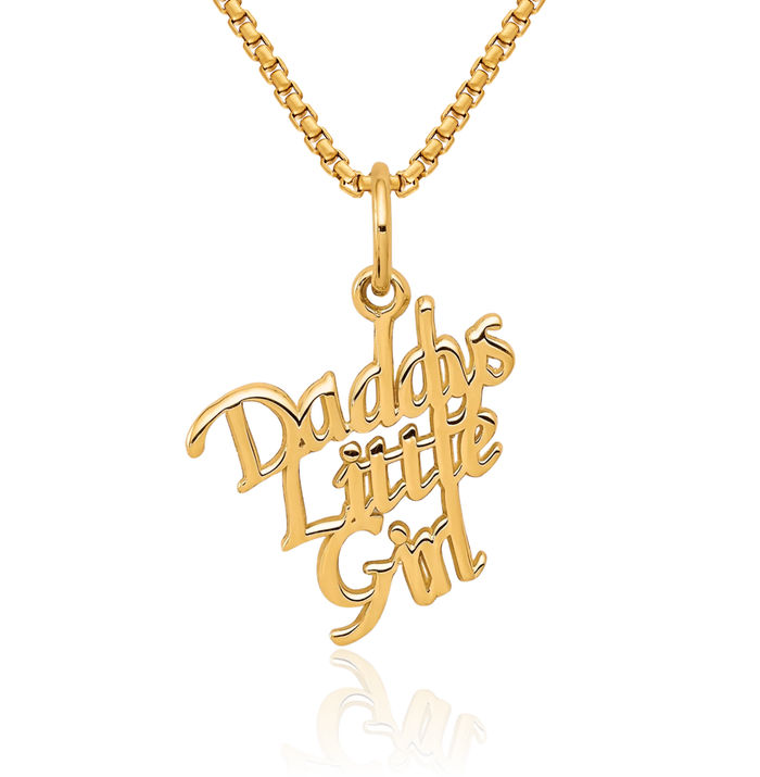 10K Solid Yellow Gold Daddys Little Girl Necklace Chain Pendant Charm