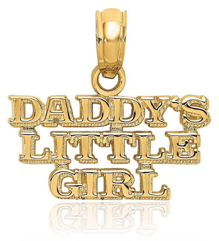 10K Solid Yellow Gold Daddys Little Girl Necklace Chain Pendant Charm