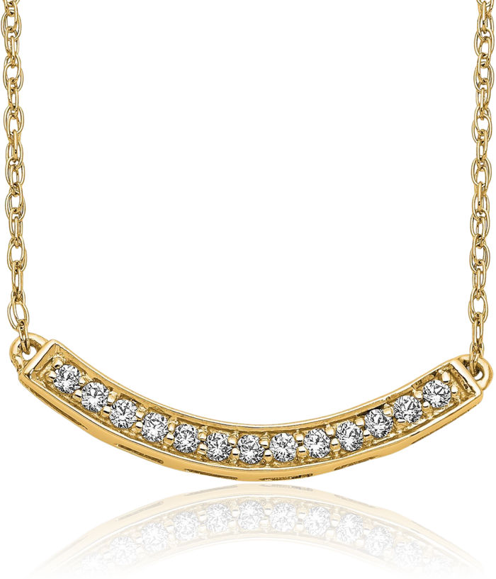 10K Solid Yellow Gold Diamond Bar Necklace Chain