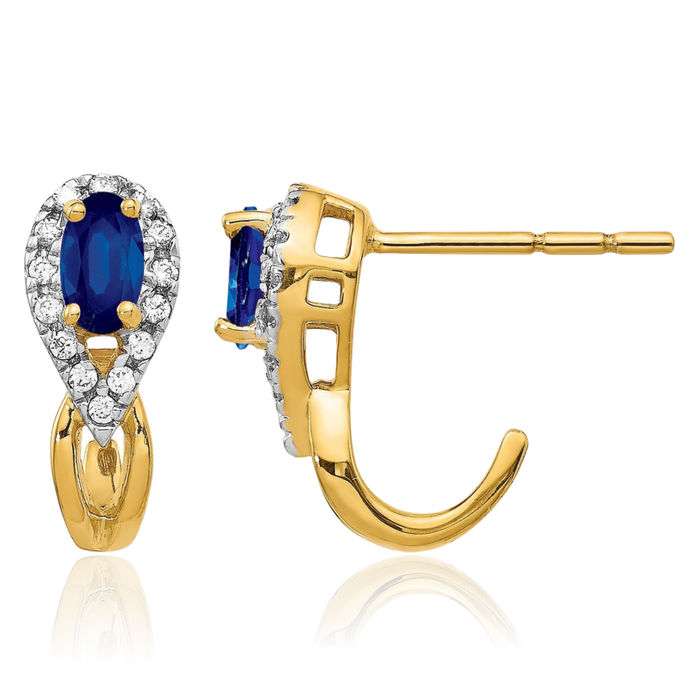 10K Solid Yellow Gold 0.50 carat Blue Sapphire Diamond Small  display picture 1