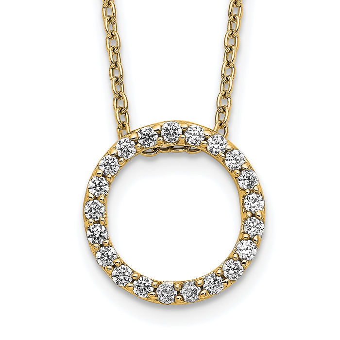 10K Solid Yellow Gold Diamond Circle Round Geometric Necklace Chain