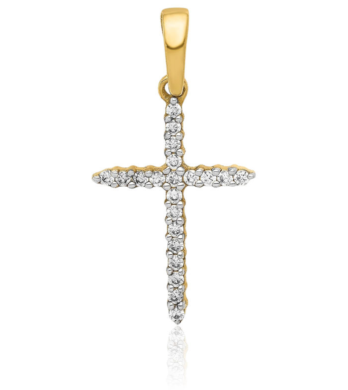 10K Solid Yellow Gold Diamond Holy Cross Necklace Religious Chain Pendant Jesus Christ Charm