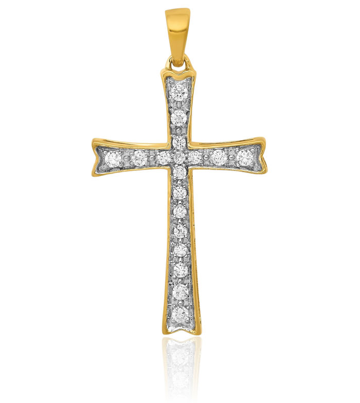 10K Solid Yellow Gold Diamond Holy Cross Necklace Religious Chain Pendant Jesus Christ Charm