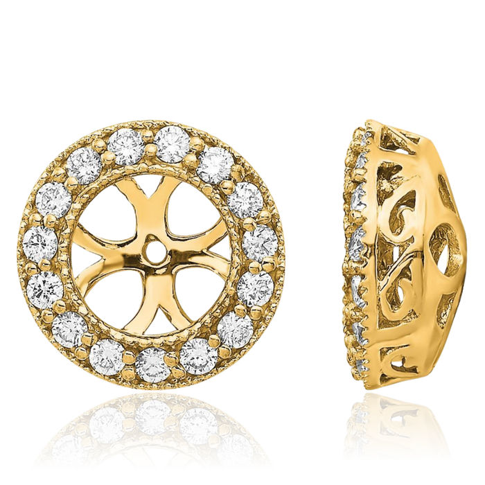 10K Solid Yellow Gold Diamond Earring Jackets for Studs