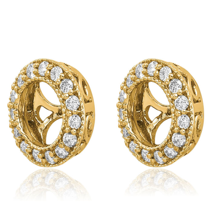 10K Solid Yellow Gold Diamond Earring Jackets for Studs
