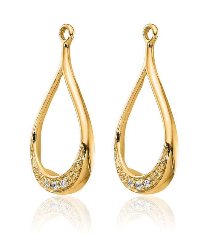 10K Solid Yellow Gold Diamond Earring Jackets for Studs
