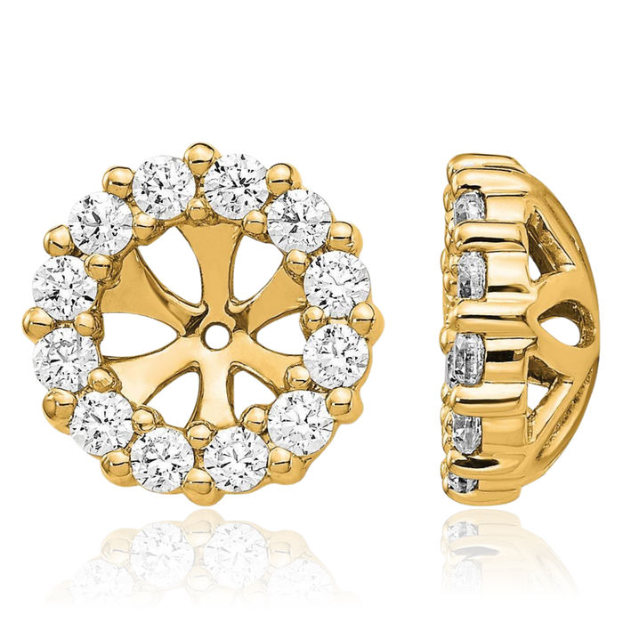 10K Solid Yellow Gold Diamond Earring Jackets for Studs