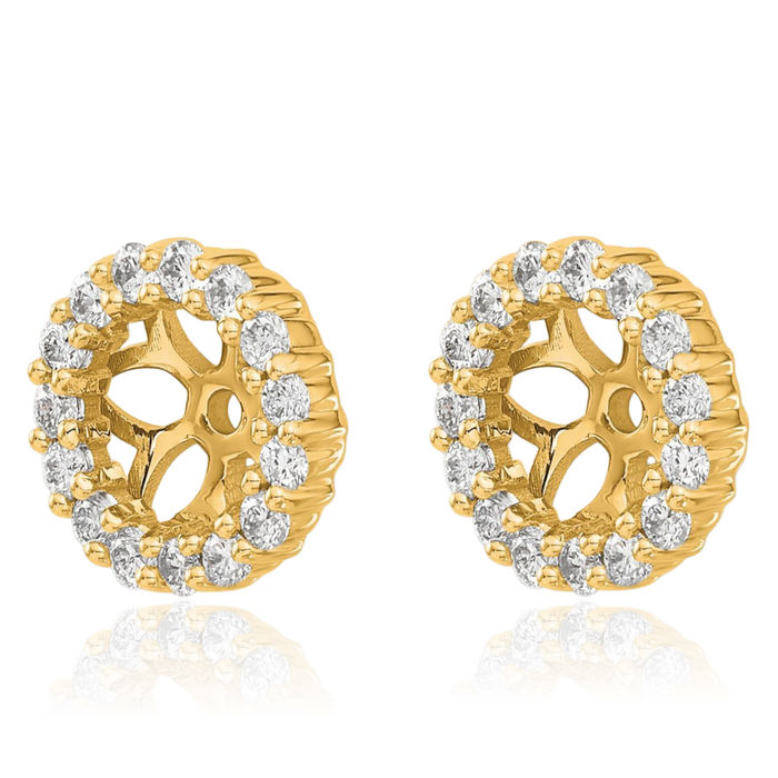 10K Solid Yellow Gold Diamond Earring Jackets for Studs